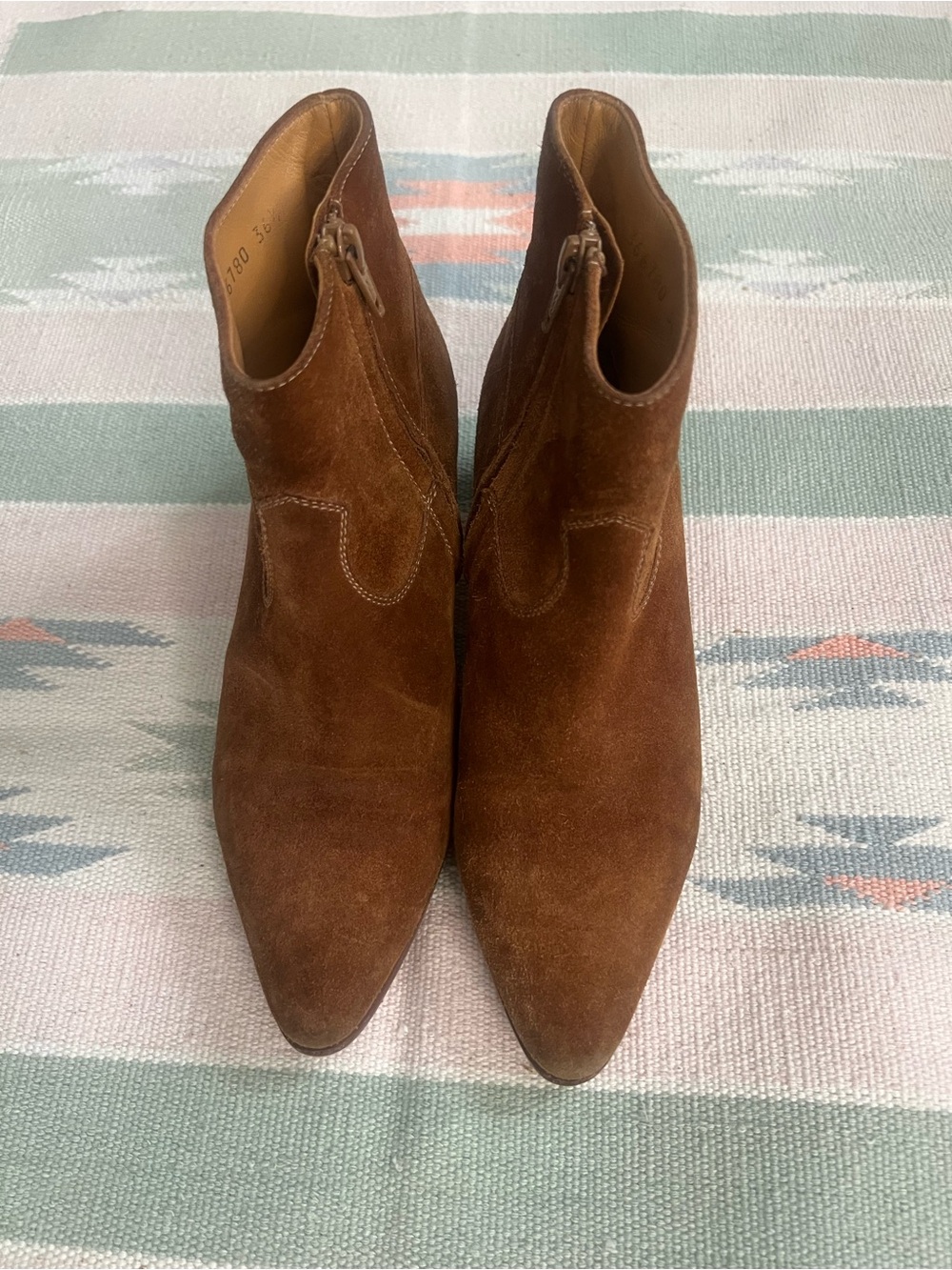 Saint Laurent Wyatt Western Suede Cuban Heel Ankle Boots 36.5
